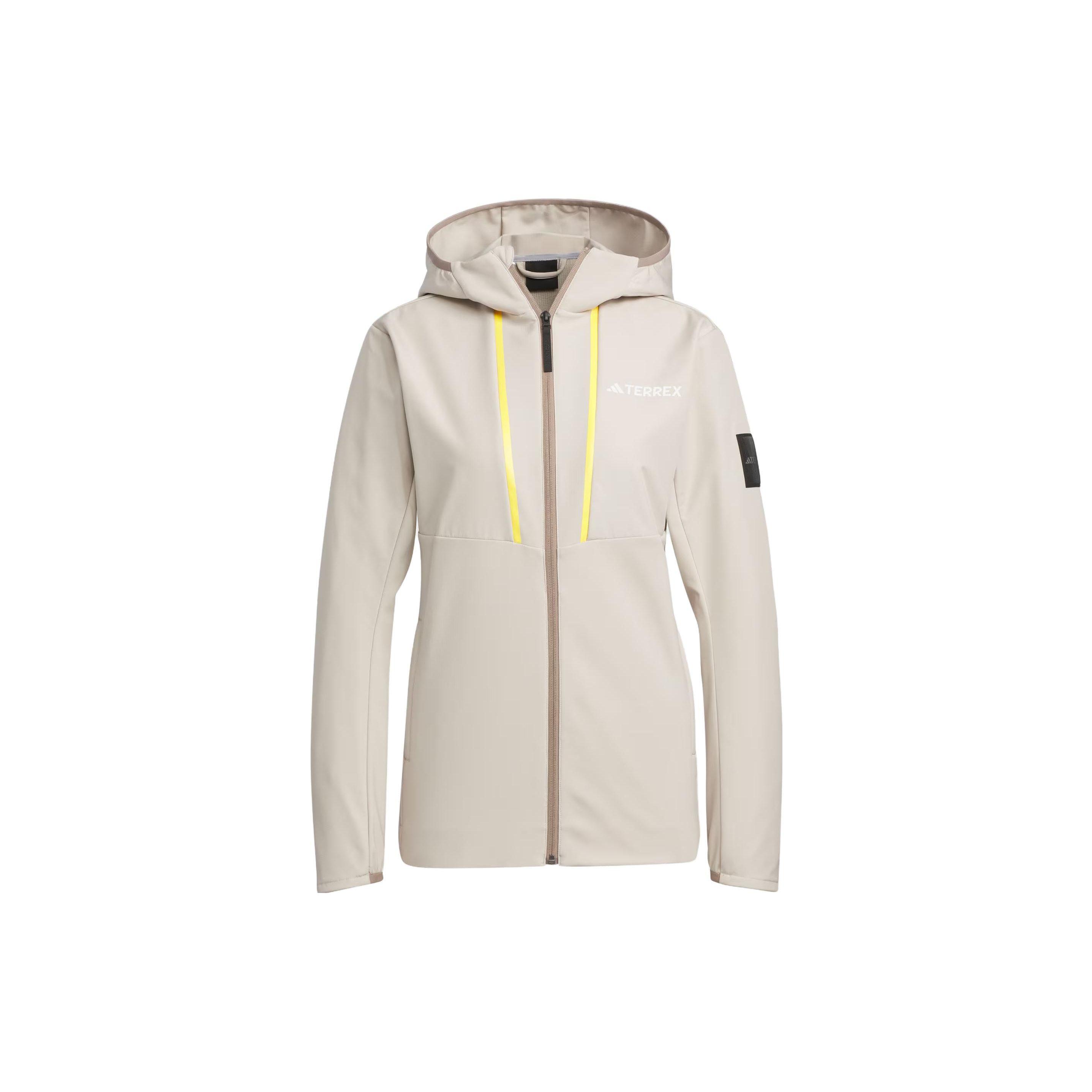 Adidas X National Geographic Color Block Letter Print Hooded Jacket Women jackets Light-Brown IU2688 S