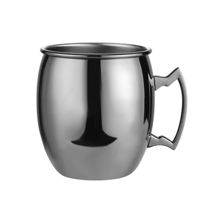 Wholesale 16/18oz Stainless Steel Coffee & Cocktail Cup Copper Pure Mull Hammered Moscow Mule Mug 401-500ml чёрный