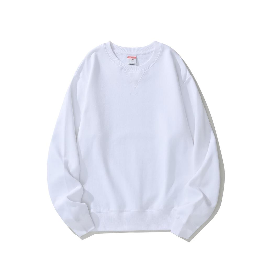 Men's 380g Heavyweight Pure Cotton Terry Retro Hoodie, Unisex Solid Color, Long Sleeve Round Neck, Customizable