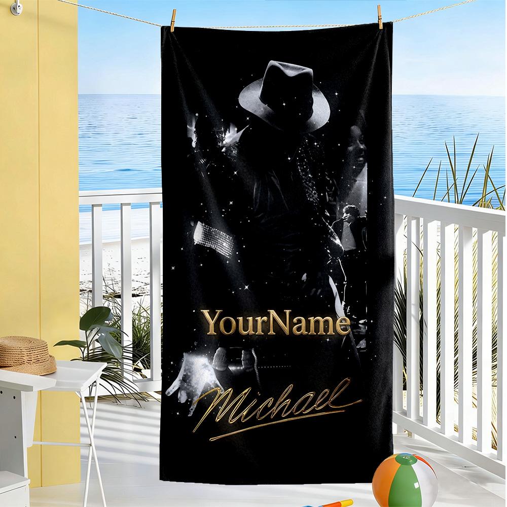 Michael Jackson Personalized Text Beach Towel High Absorbency & Quick-Dry Perfect for Traveling Yoga Camping and Swimming