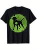 St Patrick Day Dog Shamrock Graphic Tee Men's Casual Black Short Sleeve Cotton T-Shirt