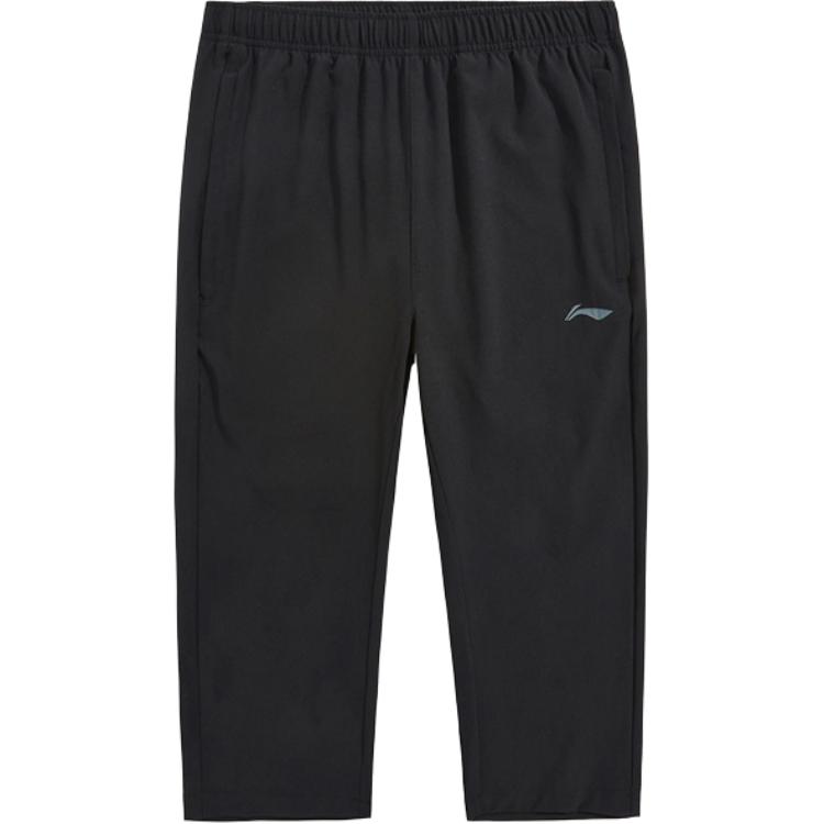 

Li-Ning Solid Color Mid-Rise Comfortable Versatile Breathable Three-Quarter Casual Pants Men bottoms Black AKQU429-1 S