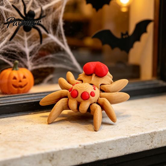 Collectible Spider Toys Halloween Figurine, 3D Printed Articulated Joint with Glow Spooky Home Decorations in Dark Eggs, Decor for Party, Sensory