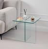 Tempered Clear Bent Glass SideTable, Transparent End Table, Sofa Table