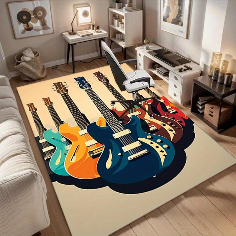 1pc. Colorful Guitar Patterned Rug for Home Decor, Office Carpet, Chair Mat, Outdoor Rug Gift