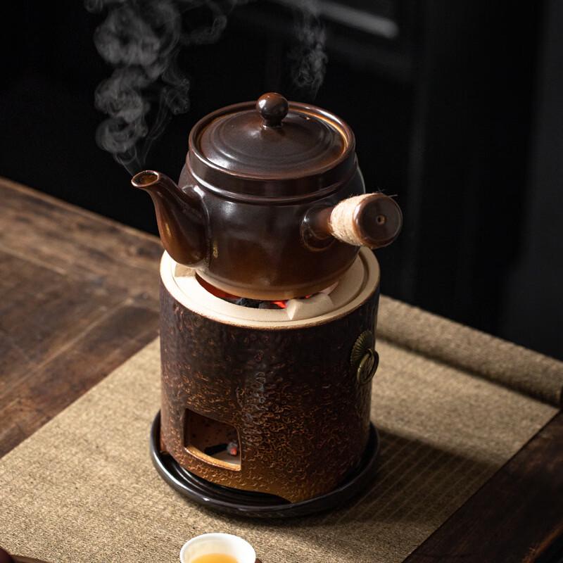 Handun Ceramic Pumpkin Teapot Set with Mini Carbon Stove