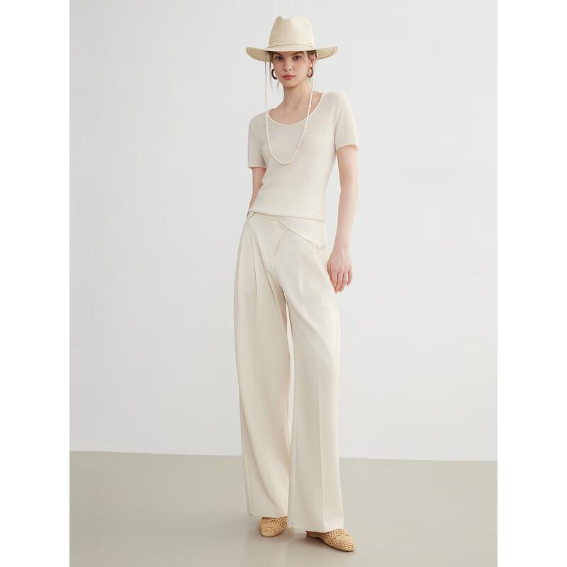 ELLE Women's High-Waist Wide-Leg Trousers