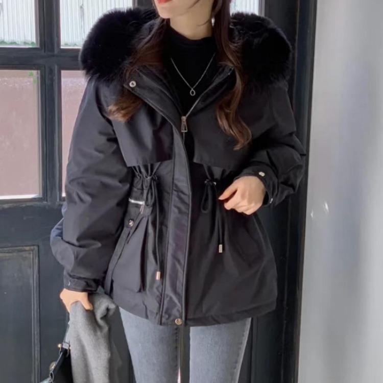New Design Winter Korean Fashion Women Overcoat Vintage Aesthetic Loose Thick Coat Female Hoodie Casual Warm Elastic Waist Long Sleeve