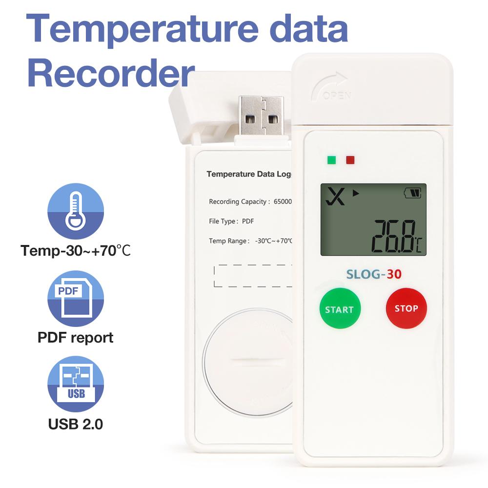 

Food Drug Cold-chain Temperature Logger -30~70℃ USB Temperature Recorder Temp Alarm PDF Report Datalogger 65000 Sets Capacity белый
