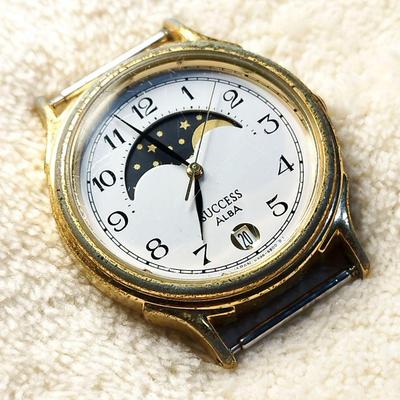 Used SEIKO ALBA SUCCESS V338-6a90 Moon Phase Men's