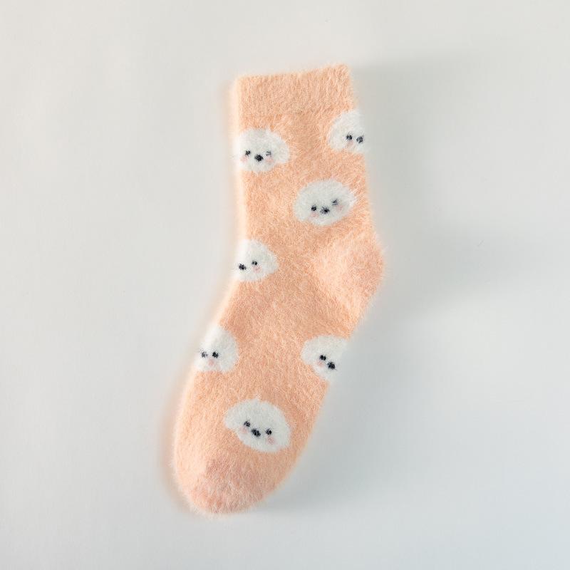 Autumn And Winter New Socks Women Thickened Warm Imitation Mink Velvet Sweet Fruit Ladies Home Floor Socks Sleep Socks