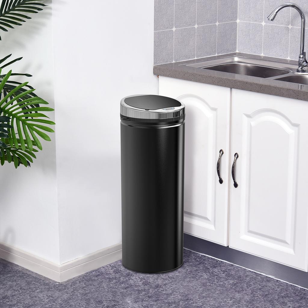 Trash Can with Motion Sensor, Stainless Steel, 30.5 Cm X 30.5 Cm X 81.5 Cm, Black