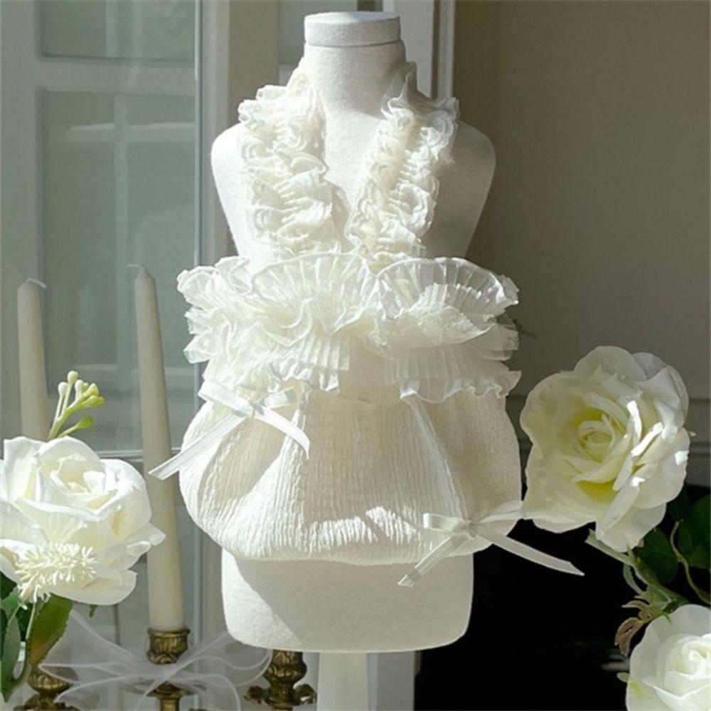 Soft Pet White Lace Camisole Cute Cat Princess Skirt Summer Pet Vest  for Pomeranian Chihuahua