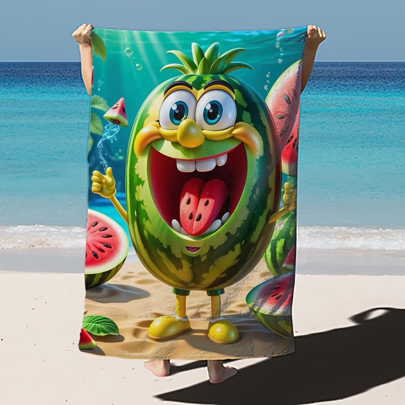 Cartoon Wassermelone Hohe Saugfähigkeit Strandtuch, Schnelltrocknend Weich für Sommer Strand Pool