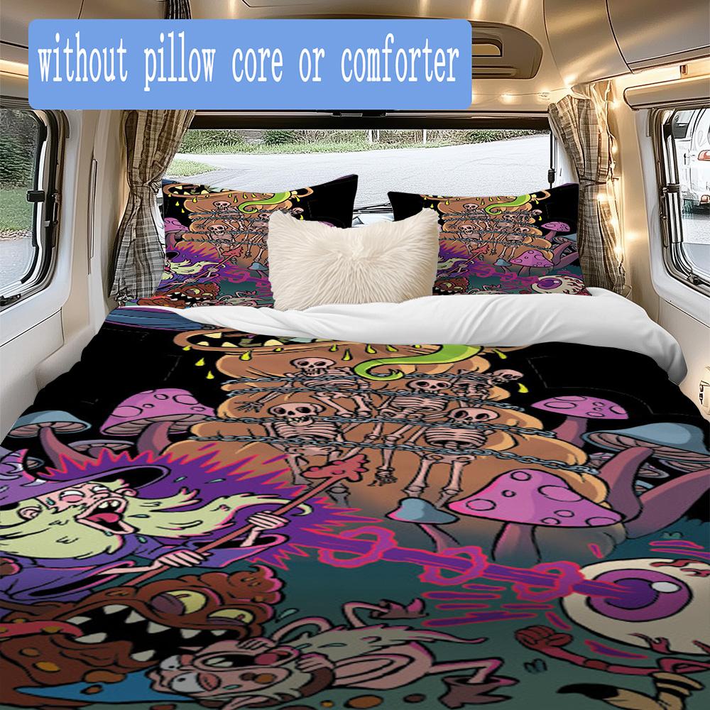 Cartoon Wizard and Monsters Pattern Bedding,Quilt Set Quilt Cover Pillowcase Home Birthday Gift (1*duvet cover+2*pillowcase,without core)SSJT0917507