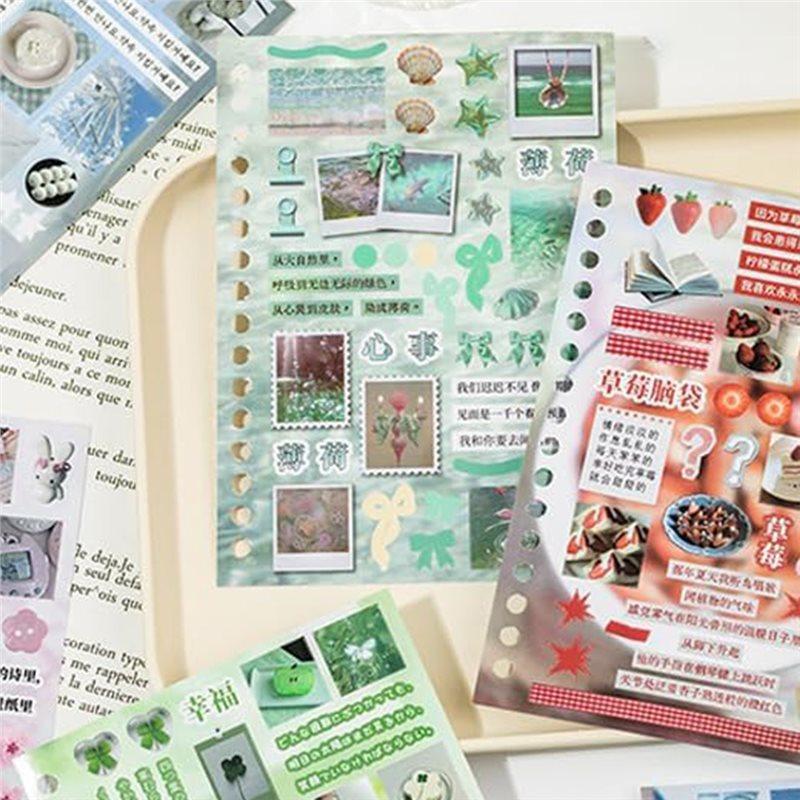 Dreaming Of Retro Style Sticker Book, 30-Page Japanese Retro Dreamcore Sticker With Frosted Glitter,A