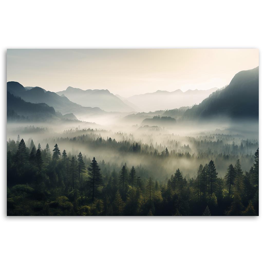 Canvas Print, Mountain Landscape In Fog
