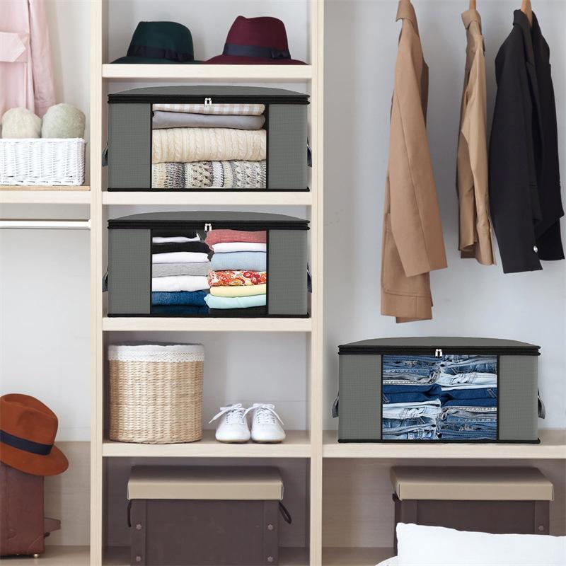 Large Capacity Clothes Storage Bag Organizer With Reinforced Handle For Blanket Comforters Bed Sheets Pillows Toy