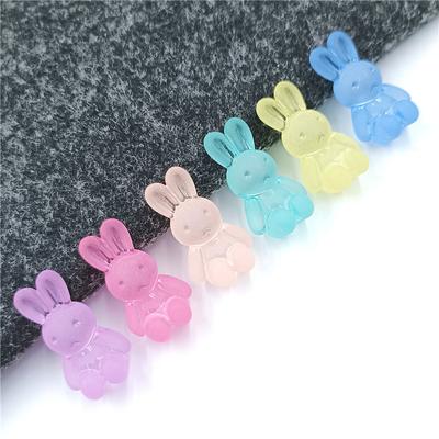 Rabbit Resin Beads DIY Bracelet Necklace Hair Band 10Pcs For Jewelry Making Cute Matt Frosted Jelly Color For Spacer Making Cartoon  Beads