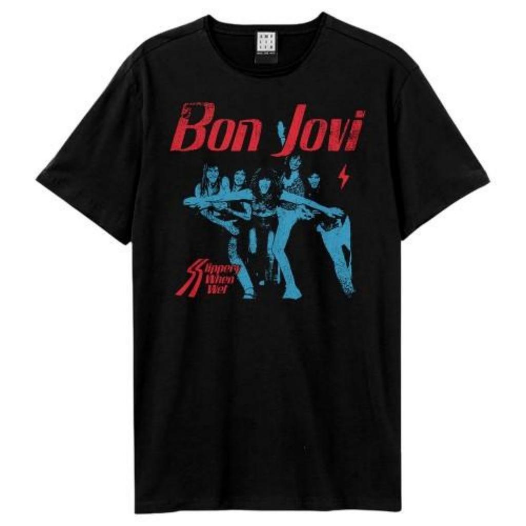 Verstärktes Unisex-Erwachsenen-T-Shirt von Bon Jovi - Rutschig bei Nässe
