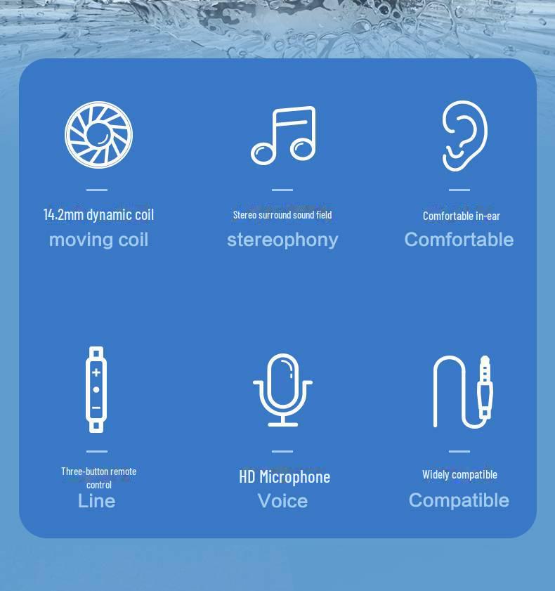 PISEN 3,5-mm-Semi-In-Ear-Kopfhörer mit Kabel für Apple- und Android-Geräte