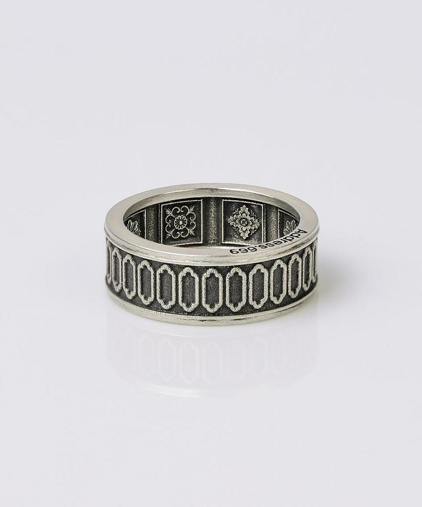 Address669 Interior Pattern Silver Ring #8