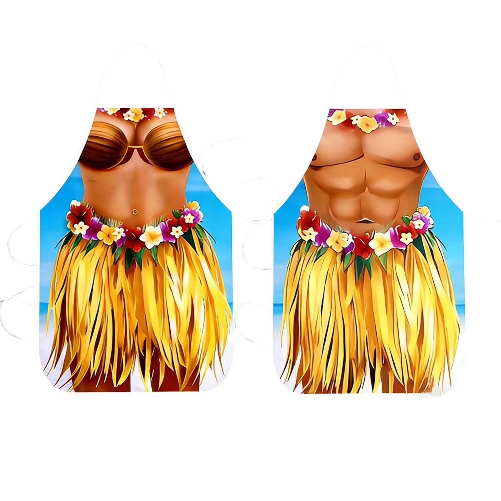 2-piece Set Hawaiian Apron, Sexy Sleeveless Barbecue Cooking Apron, Waist Cover Apron One Size
