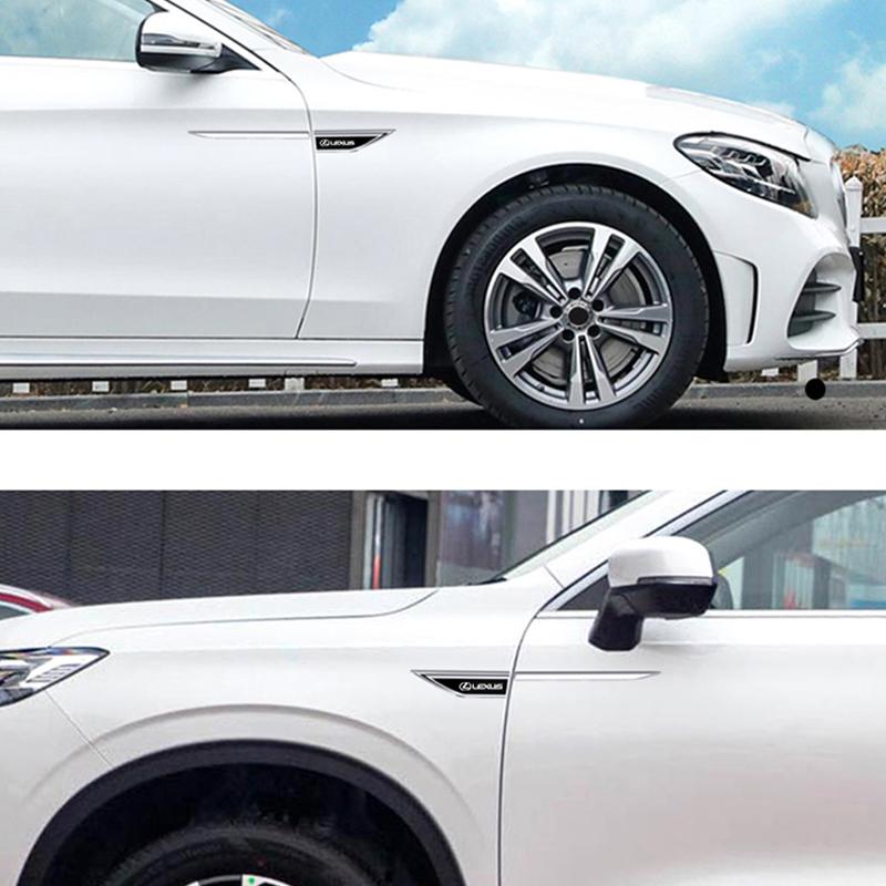 2Pcs Car Leaf Board Personality Stickers For Lexus RX330 IS250 Ct200h ES300h RX350 FSPORT IS300h 3D Metal Car Fender Side Decals
