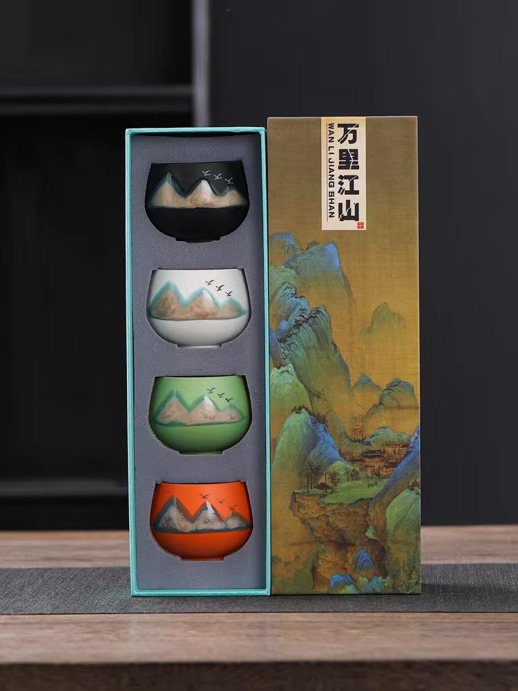 Hand-painted Wanli Jiangshan tea tasting cup ceramic teacup tea set Japanese dragon egg cup kung fu single cup master cup drinking tea bowl