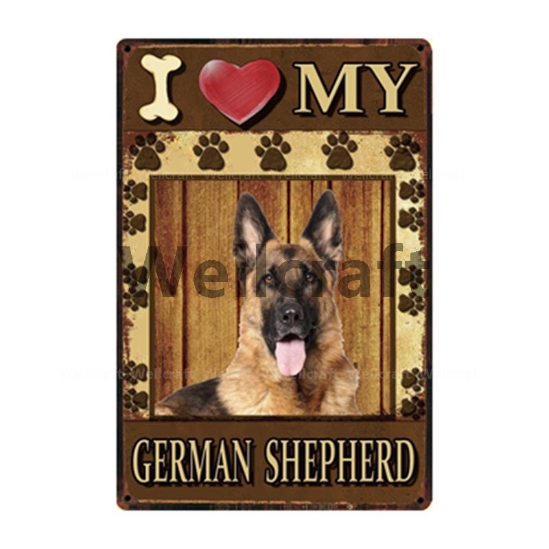 [ WellCraft ] I Love My Dog Border Collie Pug Labrador Metal Sign Tin Poster Home Decor Bar Wall Art Painting 20*30 CM Sizer  L6