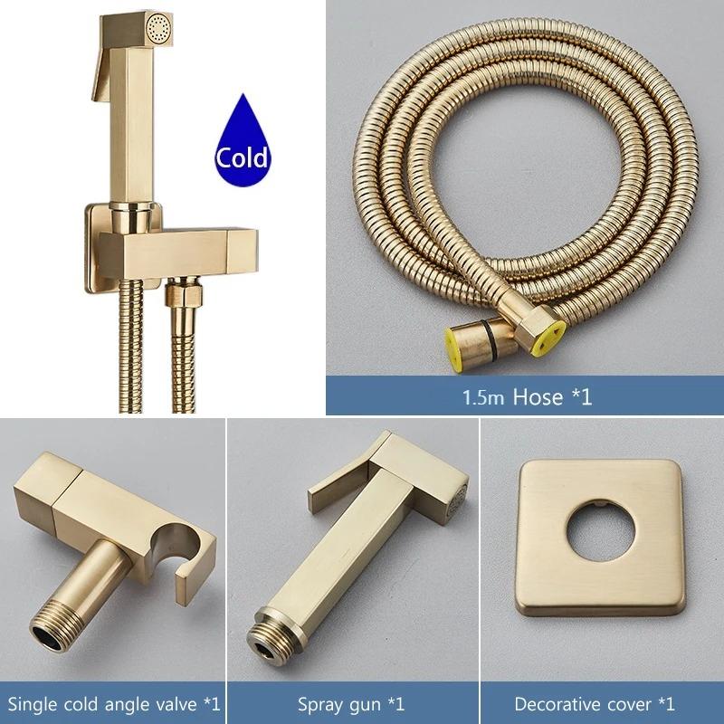 6 Finishes Pressurized Brass Bidet Shattaf Sprayer Complete Set Single Cold Water Wall Mount Handheld Spray Gun