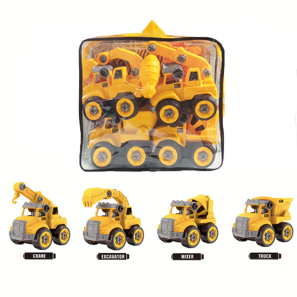 

Монтессори Сделай сам Сборка Инженерные машины 4 шт., Пляжная развивающая игрушка для подарков на день рождения мальчиков, Упаковка в подарочный мешок для хранения