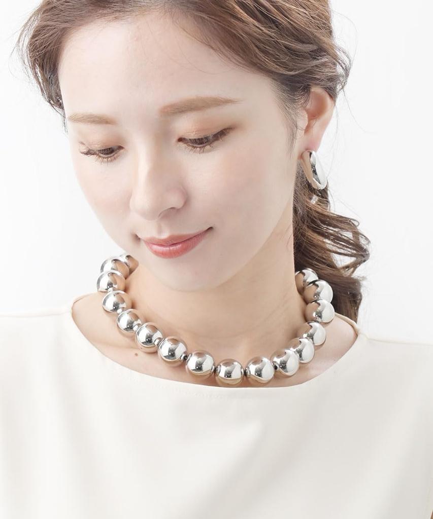 [VINGTAINE] VINGTAINE Necklace, Metal Ball, Large, Lightweight, Simple, Casual, Adult, Daily Accessory, Gift, Women's C3349-
