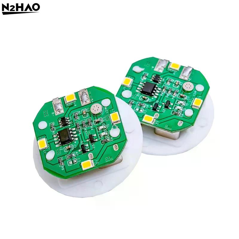 1*Plastic Tapping/Sound Control Lighting Toy 38mm Rechargeable LED Light Night Lamp DIY Dollhouse Accessories Wall Bedside Lamp