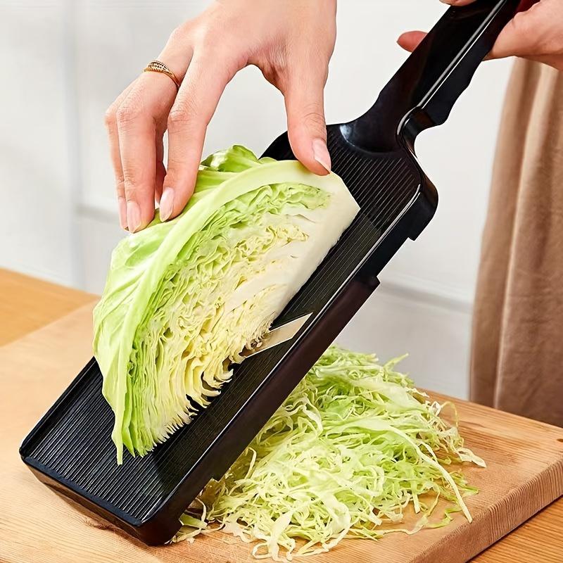 Manual Plastic Vegetable Slicer Shredder & Grater with Ergonomic Handle - Heavy-Duty Cabbage Cutter for Coleslaw, Slicing Greens, Potatoes, Carrots