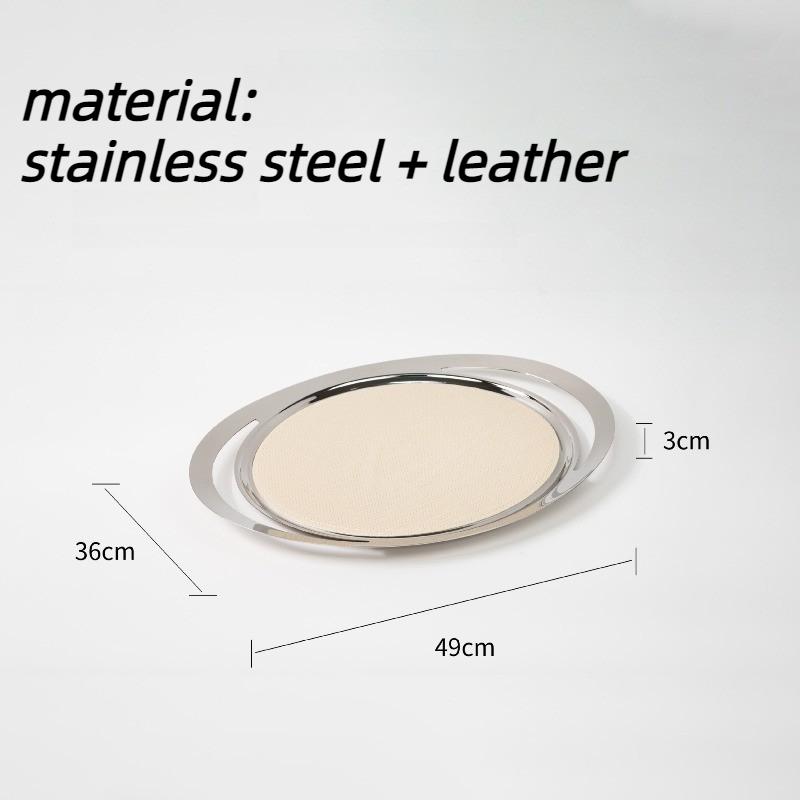 Luxury Stainless Steel Tray Circular Arc Fruit Plate Dessert Storage Trays Modern Home Decorative Trays Kitchen Organization