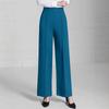 Women's High Waist Solid Color Wide Leg Pants Casual Elastic Waist Business Trousers