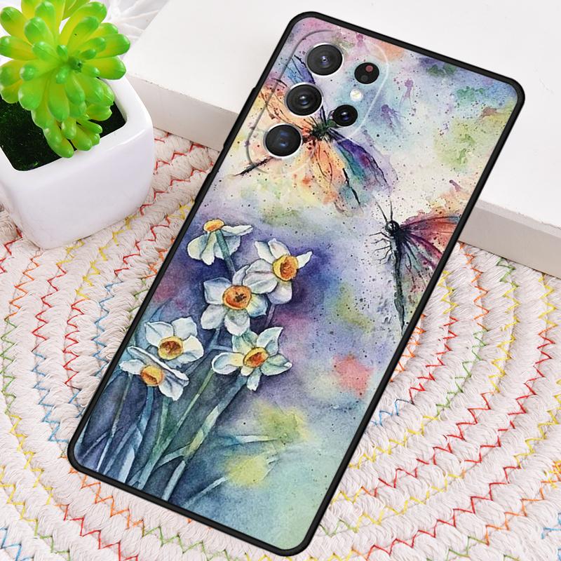 Luxury Dragonfly Silicone Phone Case For Samsung Galaxy note 10 pro S26 S25 S24 S23 S22 S21 Plus S25Ultra Capa Cover