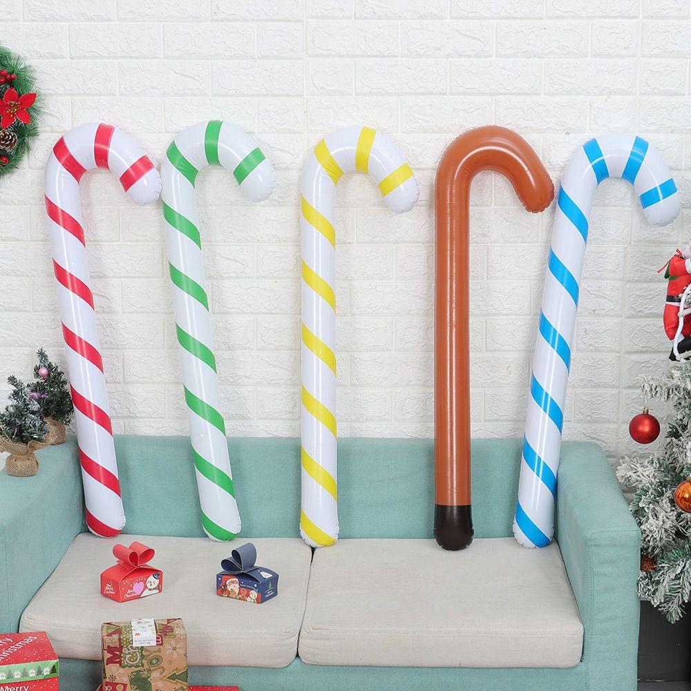 Home Party Balloons Santa Claus Walking Stick Christmas Candy Cane Inflatable Toys Crutch Balloons