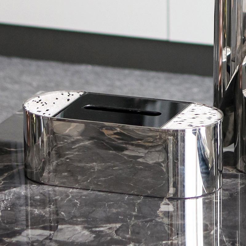 Leichte Luxus-Taschentuchbox aus geflecktem Fell, Metall, Dekoration für Hotel, Restaurant, Küche, Taschentuchbox, Dekoration, Modellraumdekoration
