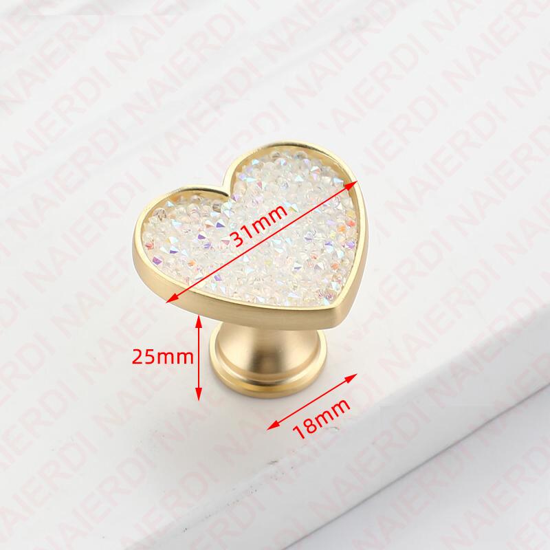 NAIERDI Heart Diamonds Cabinet Handles Zinc Alloy Lucky Clover Furniture Handles Drawer Knob Kitchen Wardrobes Dresser Knob