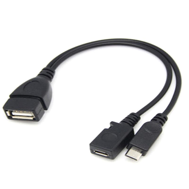 Usb One Cent Two Port Adapter Otg Cable For Mobile Tablet External Power Supply