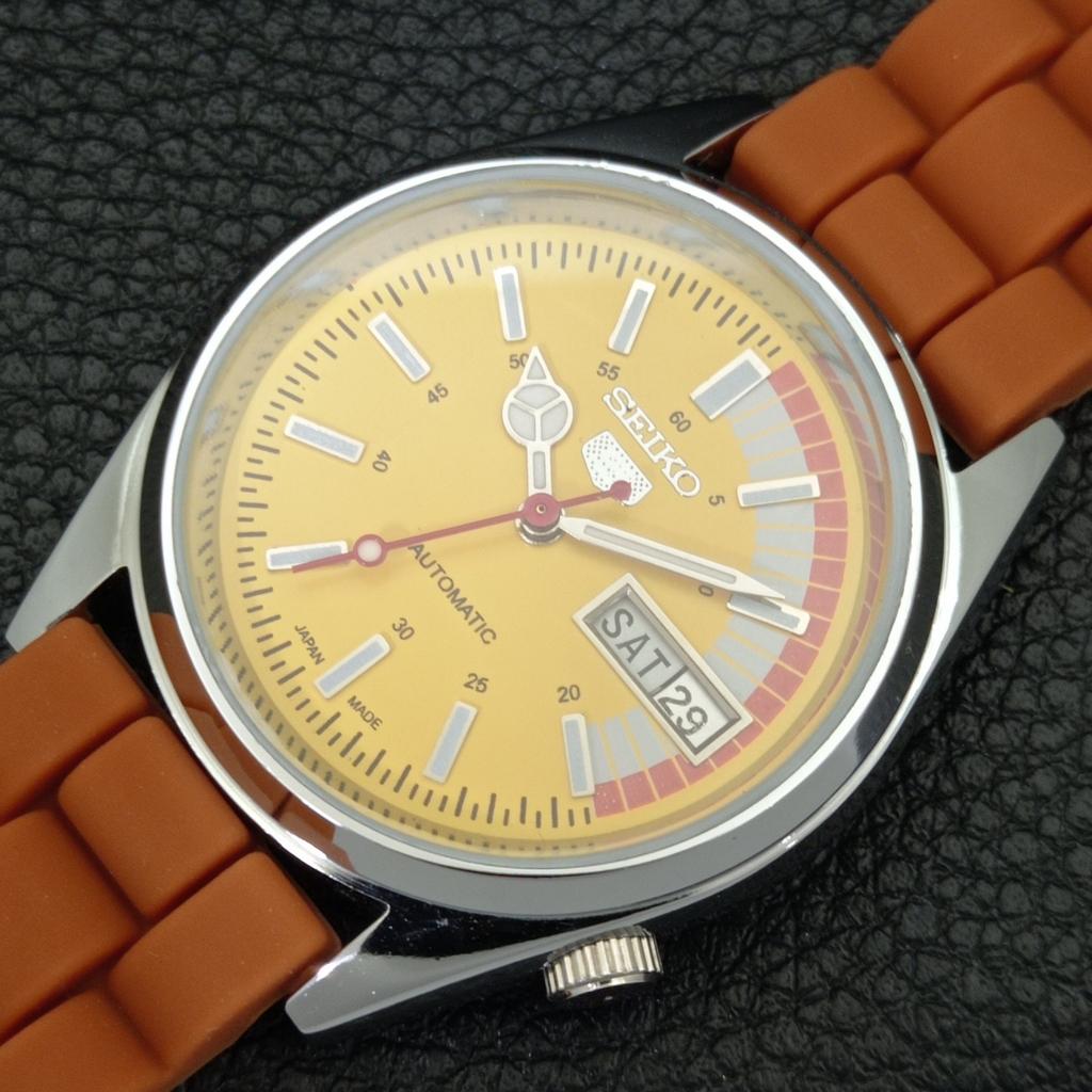 REFURBISHED VINTAGE SEIKO 5 AUTOMATIC 6309A JAPAN MENS YELLOW WATCH a441133-d