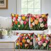 New Simple and Fashionable Tulip Flower Series Linen Single-sided Printed Pillow Case Sofa Decoration