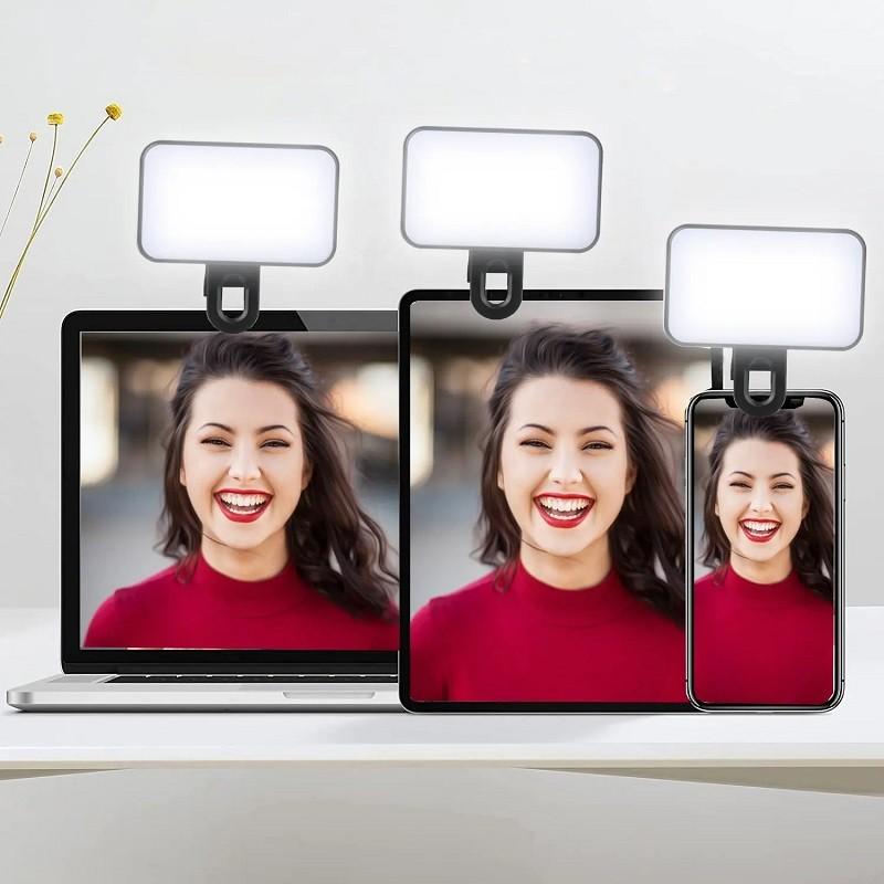 Luminozitate reglabilă pentru computer, lentile de conferință, lumină de umplere, lampă de machiaj reîncărcabilă cu lumină de umplere selfie pentru telefon mobil