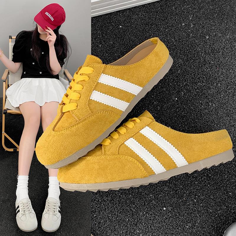 

Ретро сумка голова полутапочки женская уличная обувь 2025 весна и лето новая ленивая обувь без задника повседневная моральная тренировочная обувь 40 жёлтый