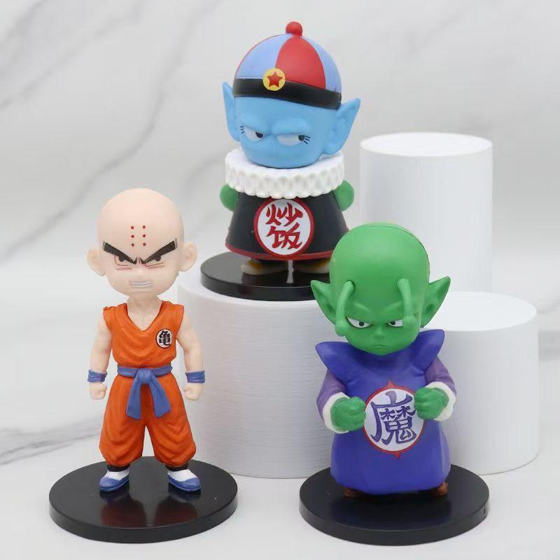 6Pcs/Set 10cm Anime Dragon Ball Goku Uron Gohan Krillin Figure Set Toy Q Edition Figure Model PVC Children Collect Birthday Gift
