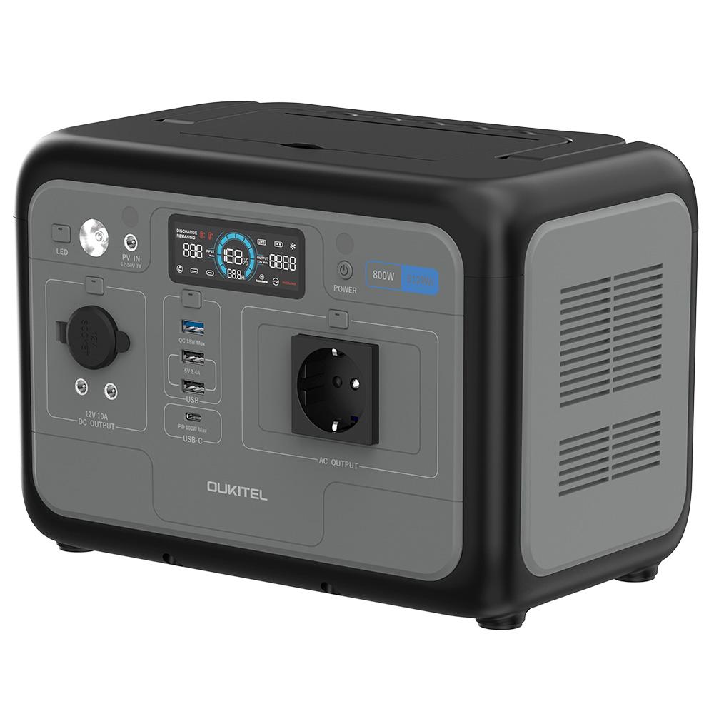 OUKITEL P800 Tragbare Powerstation, 512Wh 800W Notfall-Akku mit AC+DC-Schnellladung, Solargenerator für Outdoor-Camping Notfall