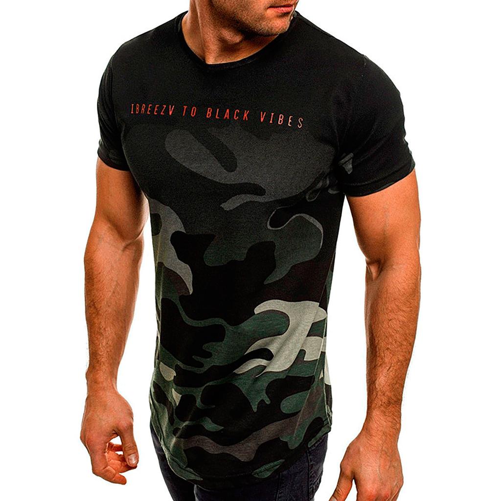 Men's Fashionable Casual Camouflage Gradient Short-sleeved Top