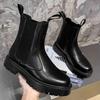Black Autumn Winter Men High Top Boots Thick Sole Stylish  Durable Breathable  Comfortable Youthful Chimney Boots